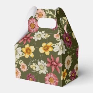Rustic wildflower sage green baby shower favor boxes