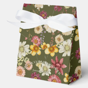 Rustic wildflower sage green baby shower favor boxes