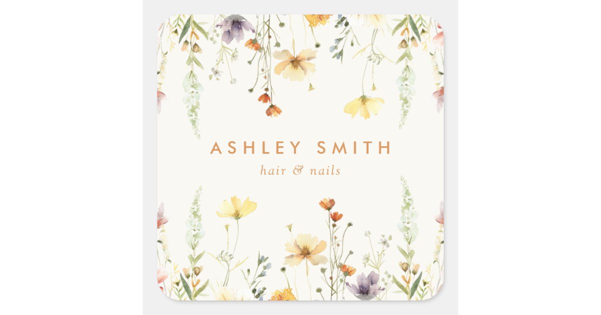 Rustic Wildflower Square Sticker | Zazzle