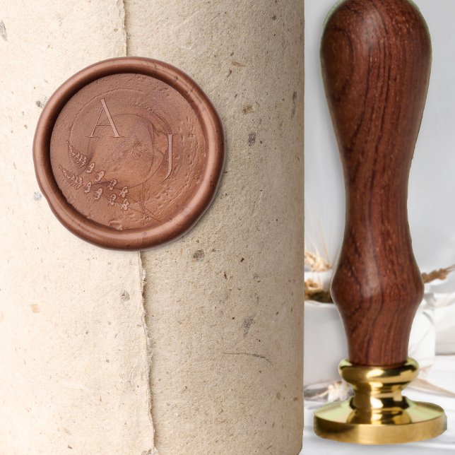 Rustic Wildflower Stems Monogram Initials Wedding Wax Seal Stamp (Wedding Wax Seal Kit from the Rustic Wildflower Wedding Collection by Darling & May)