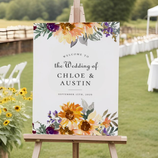 Rustic Wildflower Sunflower Wedding Welcome Sign (Creator Uploaded)