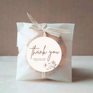 Rustic Wildflower Terracotta Boho Wedding Classic Round Sticker