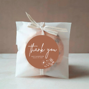 Rustic Wildflower Terracotta Boho Wedding Classic Round Sticker