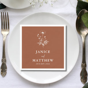 Rustic Wildflower Terracotta Boho Wedding Napkins