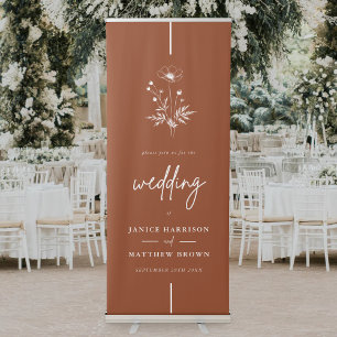 Rustic Wildflower Terracotta Boho Wedding Retractable Banner