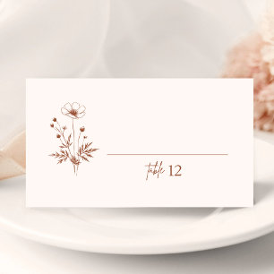 Rustic Wildflower Terracotta Wedding Place Card