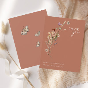 Rustic Wildflower Terracotta Wedding Thank You Card