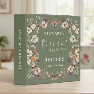 Rustic Wildflower Theme Sage Green Bridal Shower 3 Ring Binder