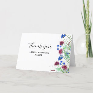 Rustic Wildflower Thistle Wedding Thank you 
