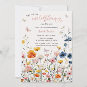 Rustic Wildflower Watercolor Baby Shower Invitation