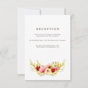 Rustic Wildflower Watercolor Wreath Reception Card