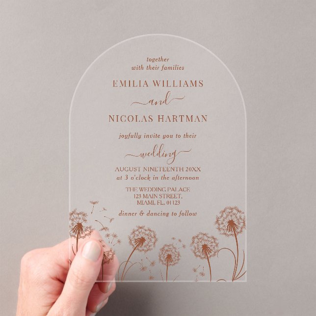 Rustic Wildflower Wedding  Acrylic Invitations (Insitu (Handheld))