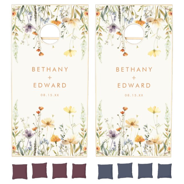 Rustic Wildflower Wedding Cornhole Set (Set)