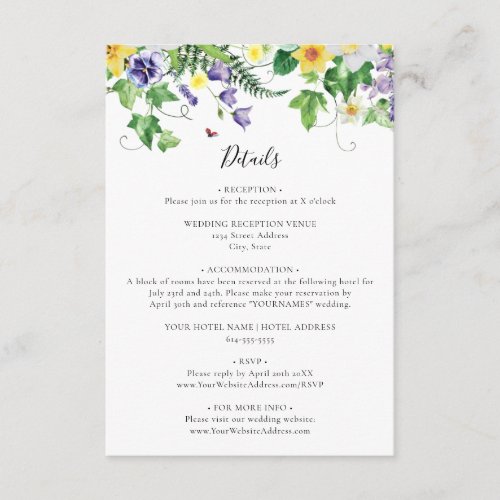 Rustic Wildflower Wedding Enclosure Card