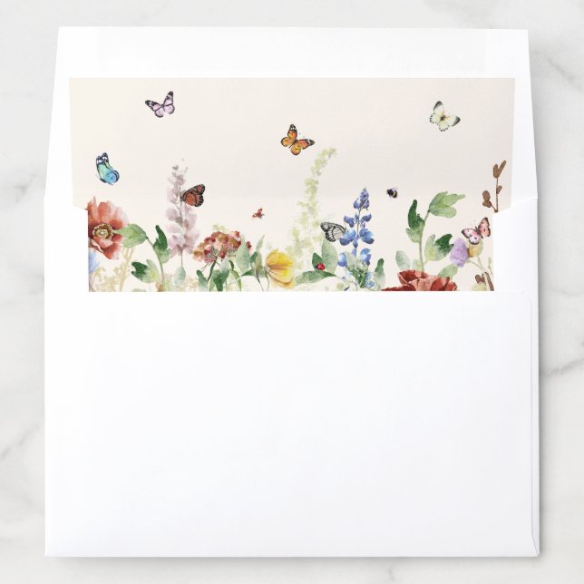 Rustic Wildflower Wedding Envelope Liner (In Envelope)