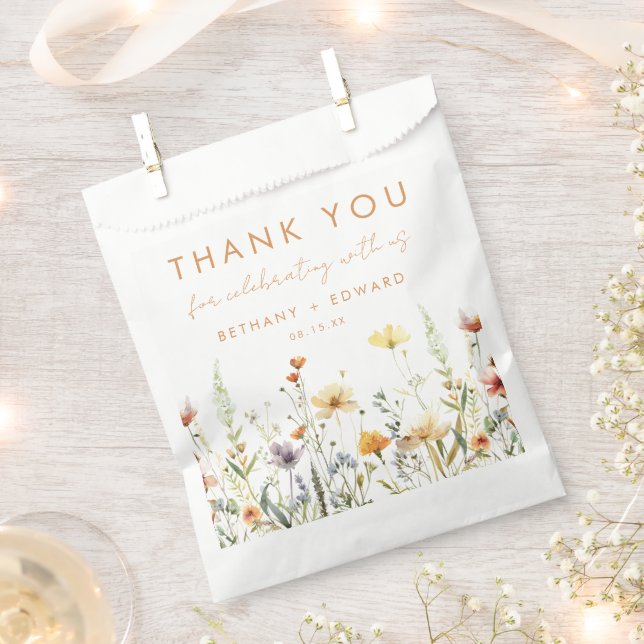 Rustic Wildflower Wedding Favor Bag (Clipped)