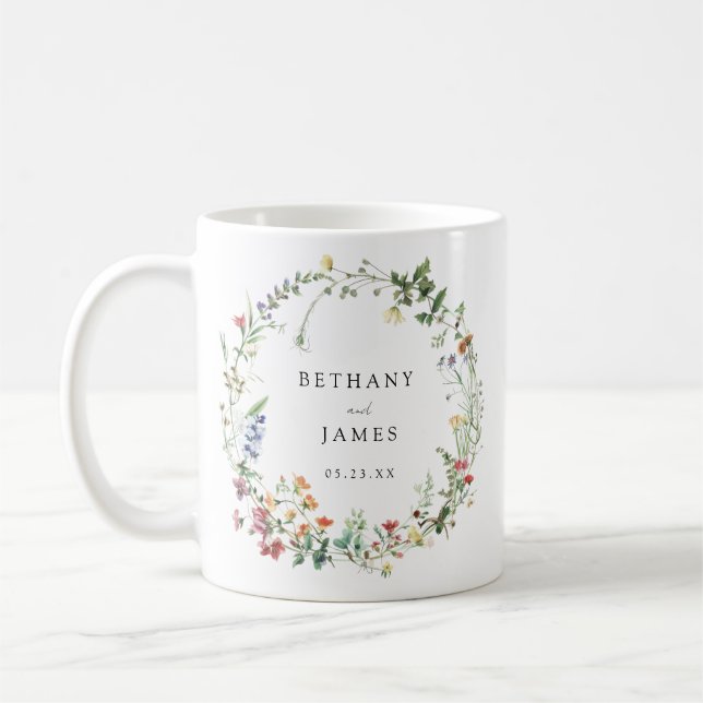 Rustic Wildflower Wedding Favor Coffee Mug (Left)