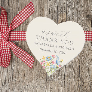 Rustic Wildflower Wedding Heart Sticker