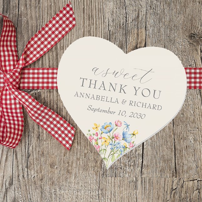 Rustic Wildflower Wedding Heart Sticker (Creator Uploaded)