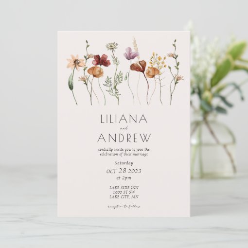 Rustic Wildflower Wedding Invitation | Zazzle