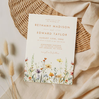 Rustic Wildflower Wedding Invitation