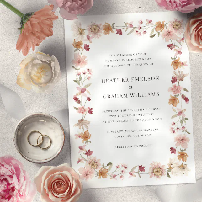 Rustic Wildflower Wedding Invitation Zazzle