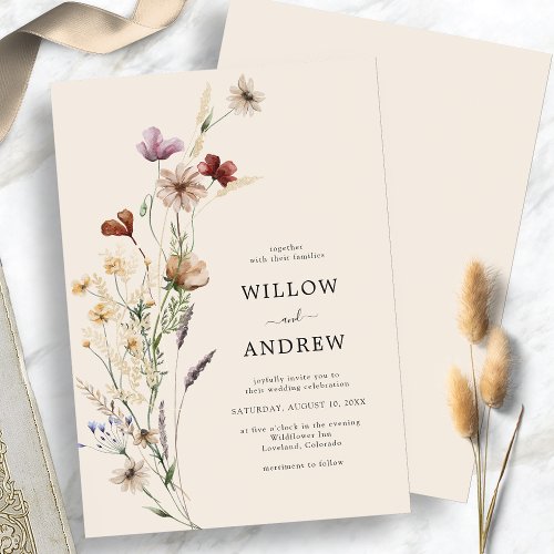 Rustic Wildflower Wedding Invitation