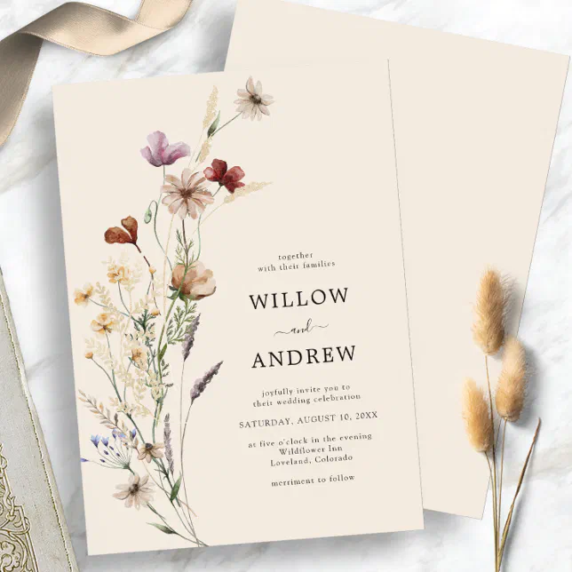 Rustic Wildflower Wedding Invitation | Zazzle