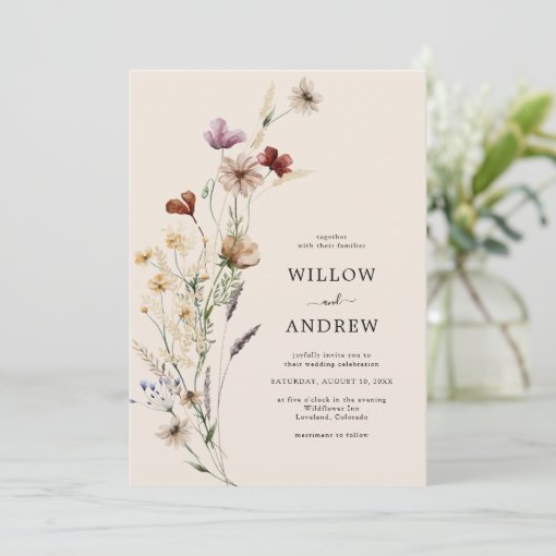 Rustic Wildflower Wedding Invitation | Zazzle