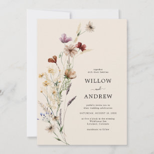 Rustic Wildflower Wedding Invitation