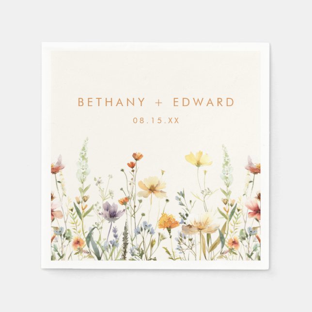 Rustic Wildflower Wedding Napkins (Front)