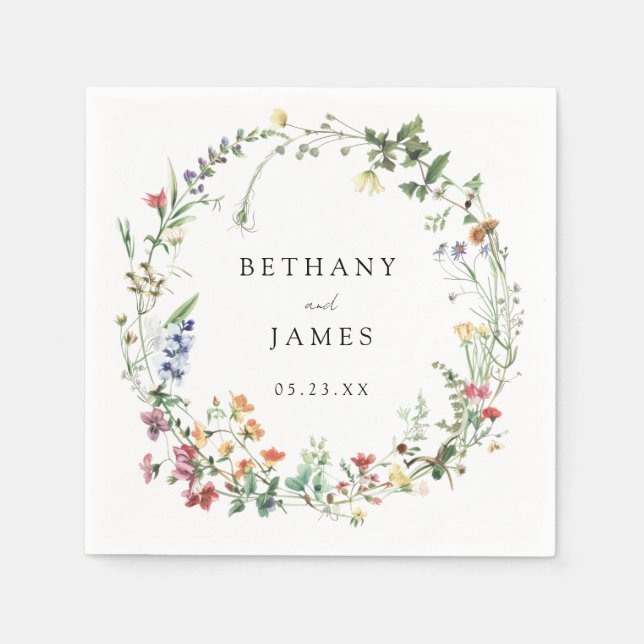 Rustic Wildflower Wedding Napkins (Front)