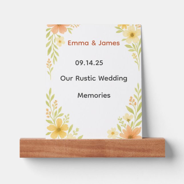 Rustic Wildflower Wedding Picture Ledge (Front)
