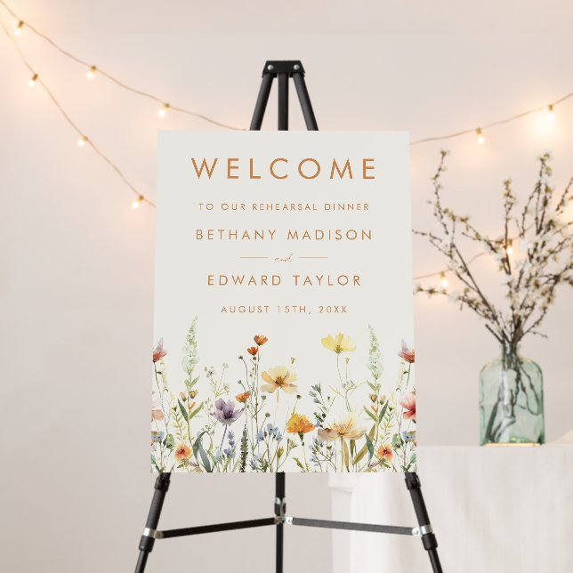Rustic Wildflower Wedding Rehearsal Dinner Foam Board (In Situ (Stand))