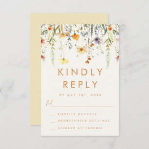 Rustic Wildflower Wedding RSVP Card