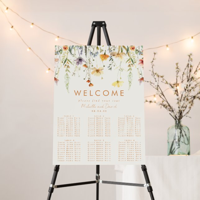 Rustic Wildflower Wedding Seating Chart Foam Board (In Situ (Stand))
