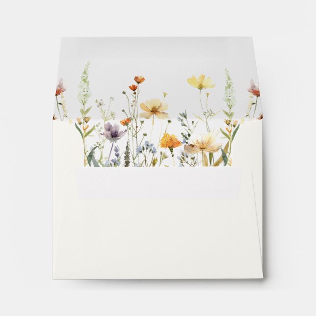 Rustic Wildflower Wedding Self-Addressed RSVP Envelope (Back (Bottom))