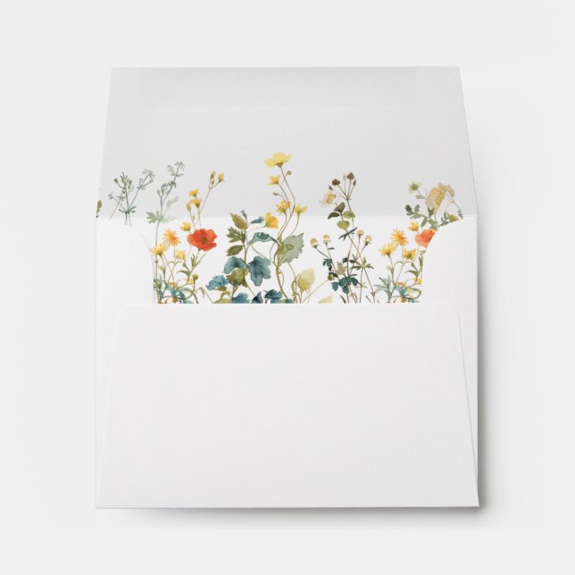 Rustic Wildflower Wedding Self-Addressed RSVP Envelope (Back (Bottom))