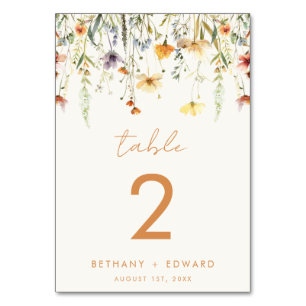 Rustic Wildflower Wedding Table Number