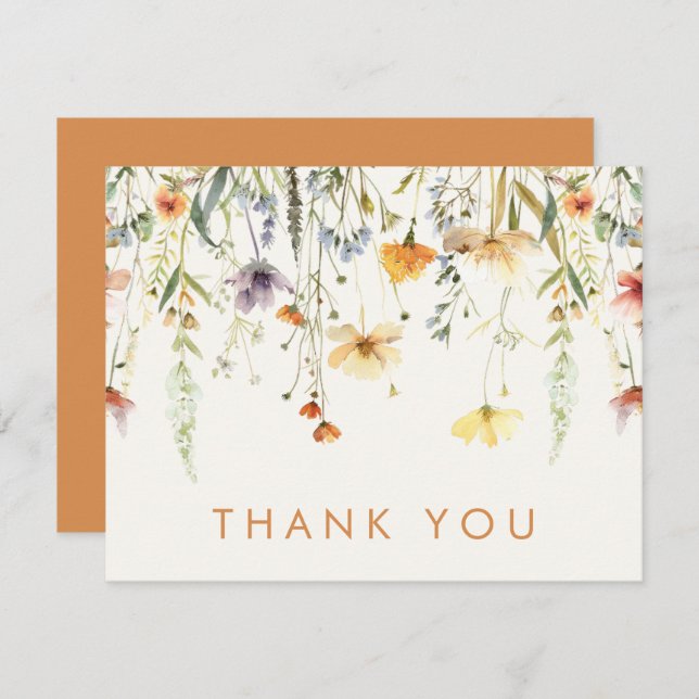 Rustic Wildflower Wedding Thank You Card (Front/Back)