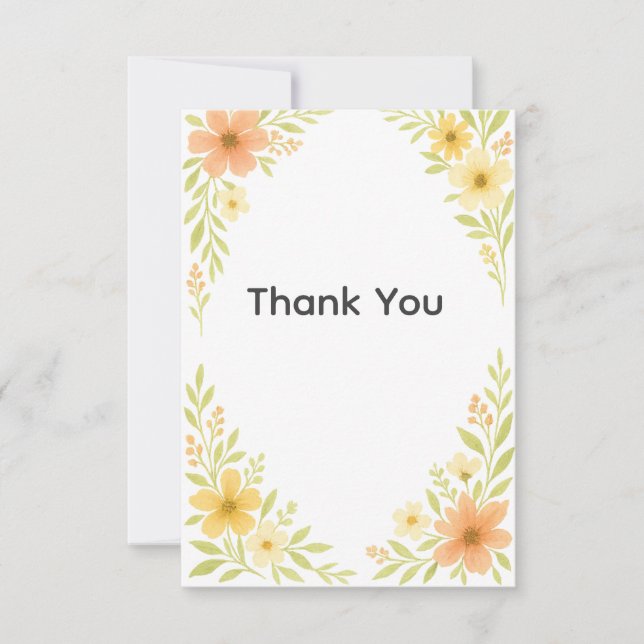 Rustic Wildflower Wedding Thank You Card (Front)