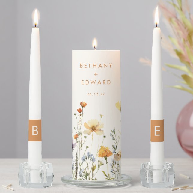 Rustic Wildflower Wedding Unity Candle Set (In Situ)