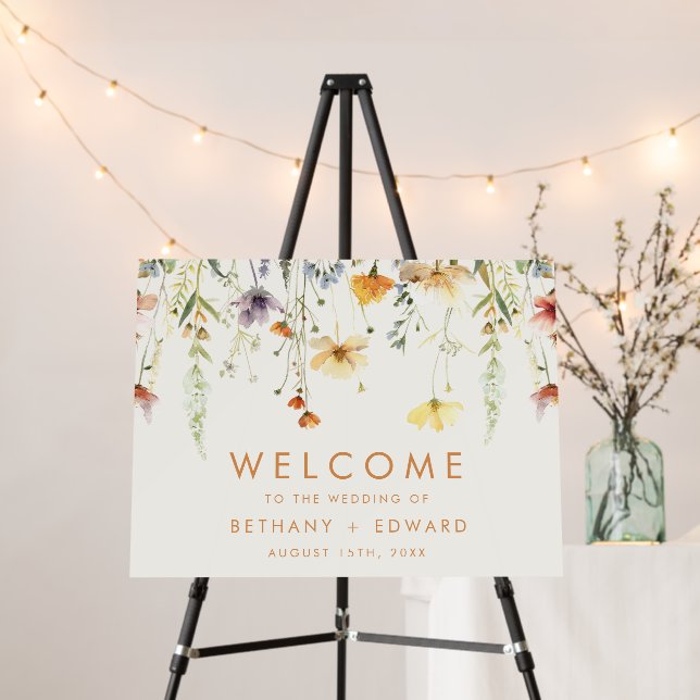 Rustic Wildflower Wedding Welcome Foam Board (In Situ (Stand))