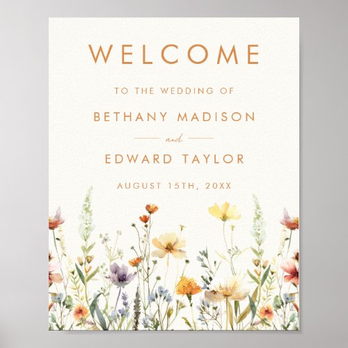 Rustic Wildflower Wedding Welcome Poster