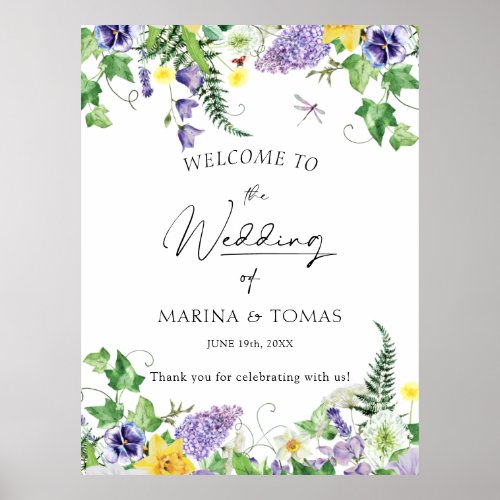 Rustic Wildflower Wedding Welcome Poster