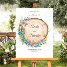 Rustic Wildflower Wedding Welcome Sign