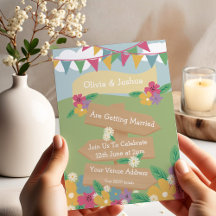 Rustic Wildflower with Bunting and Signs Wedding