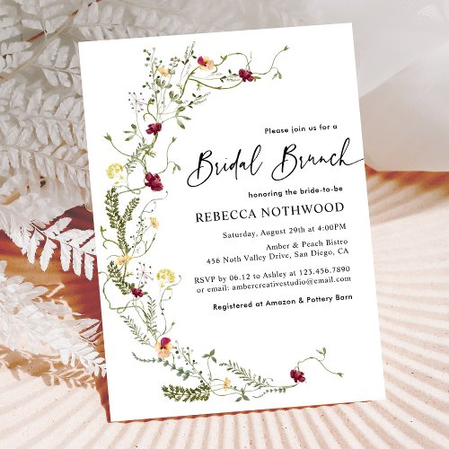 Rustic Wildflower Wreath Bridal Brunch Invitation