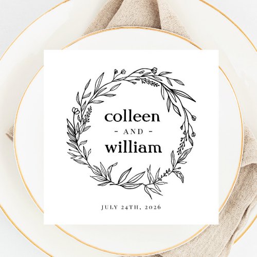 Rustic Wildflower Wreath Folk Wedding Napkins