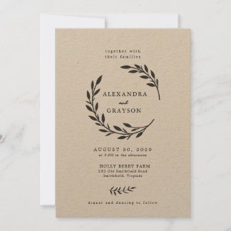 Rustic Wildflower Wreath Wedding Invitation